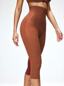 SHEIN Women's Shaping Capris - Brown - View 4