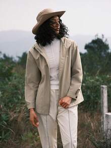In My Nature Outdoor Hooded Raincoat Jacket - Khaki - View 7