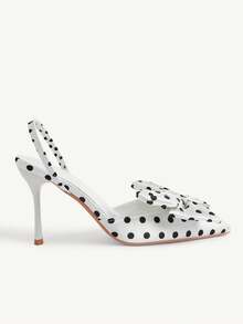 CUCCOO CHICEST Women's Pointed Stilettos, Elegant And Simple Polka Dot Sardines, Black High-End Overshoes Fall Shoes - White - View 9