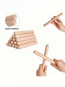 10-32 piezas de instrumentos de percusión de madera clásicos, palos de ritmo de madera dura natural de 8 pulgadas, instrumentos musicales, instrumentos musicales, Otamatone, fundas de silicona para dedos, palos de aplauso - Multicolor - Ver 9