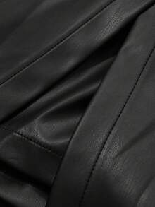 Dazy Tall Women's Side Slit PU Leather Elegant Mini Skirt Fall - Black - View 8