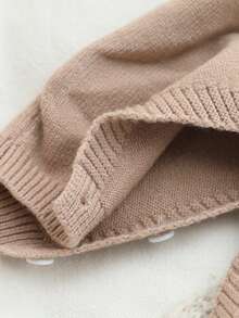 SHEIN Baby Girl Colorblock Patchwork Sweater Romper - Khaki - View 7