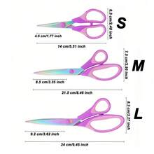 1 Pc Household Purple Stainless Steel Sewing Scissors, Multi-Functional Sewing Combination Scissors, Versatile Hand Scissors, Office Scissors, Stainless Steel With Titanium Coating Colored Scissors, Hardened Sharp Blades, Ergonomic Design - A - View 2