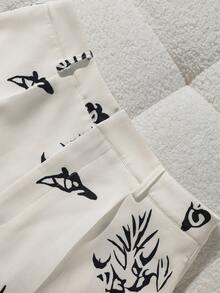 Franclia Set de 2 piezas de chaleco sin mangas y pantalones cortos con estampado floral para mujer - Blanco - Ver 4