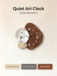 Mid-Century Modern Asymmetric Art Wall Clock, Non-Ticking Silent Clock With Lightweight Structure, Easy-Install Irregular Shape Wall Decoration, Home Decor - multicolor - View 4