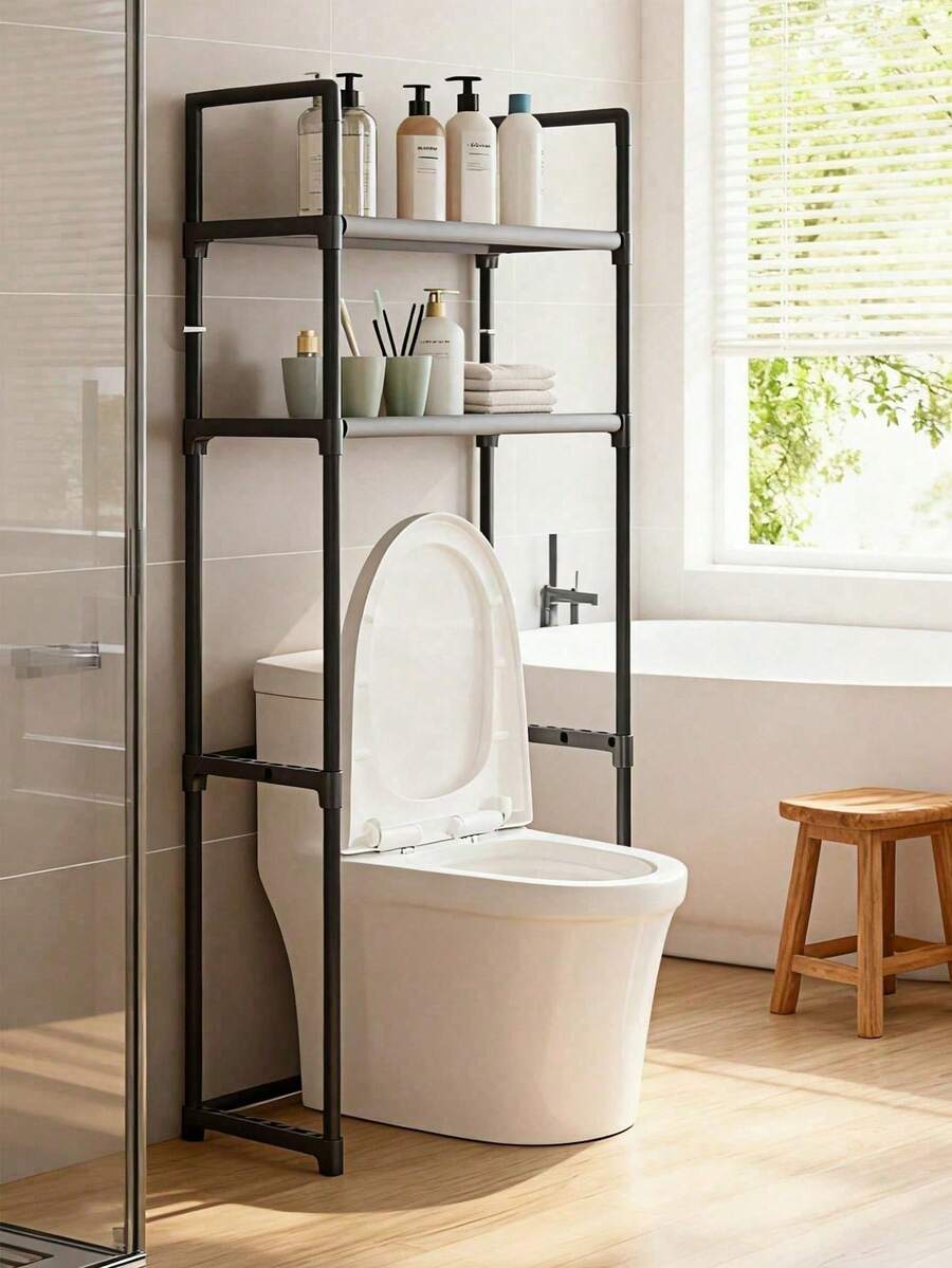 Madebyblanc 1PC 2-3 Tier Toilet Storage Rack Floor Multi-Layer Multi-Functional Towel Bath Room Daily Necessity Organizer