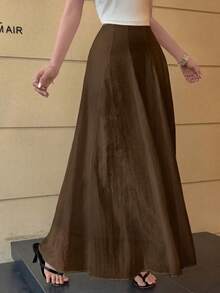 Feyla 女款純色休閒百搭日常穿著裙 - 棕色 - 查看 2