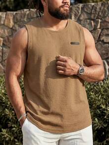 EASEVO Men's Plus Size Summer Casual Versatile Tank Top - Khaki - View 4