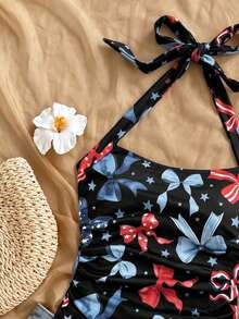 SHEIN SXY Tank Top Crop Ketat Kasual dengan Tali Pengikat di Depan untuk Wanita, Musim Panas - MultiWarna - View 4