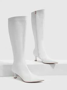 CUCCOO SZL Women's Fashion Pointed Toe Knee-High High Heel Boots For Christmas Valentine's Day Spring Shoes - White 12 # - View 1