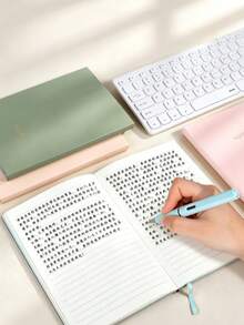 1 pieza Cuaderno con tapa dura de piel sintética de alta calidad en color Morandi, de 160 páginas, diario o cuaderno sencillo, tamaño A5 para reuniones y vuelta al colegio - Multicolor - Ver 5