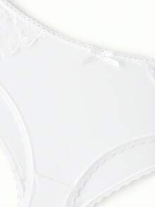 Bonmuse 2件組女款素色蕾絲拼接細肩帶休閒內衣套裝，含鋼圈，適合夏季 - 白色 - 查看 8
