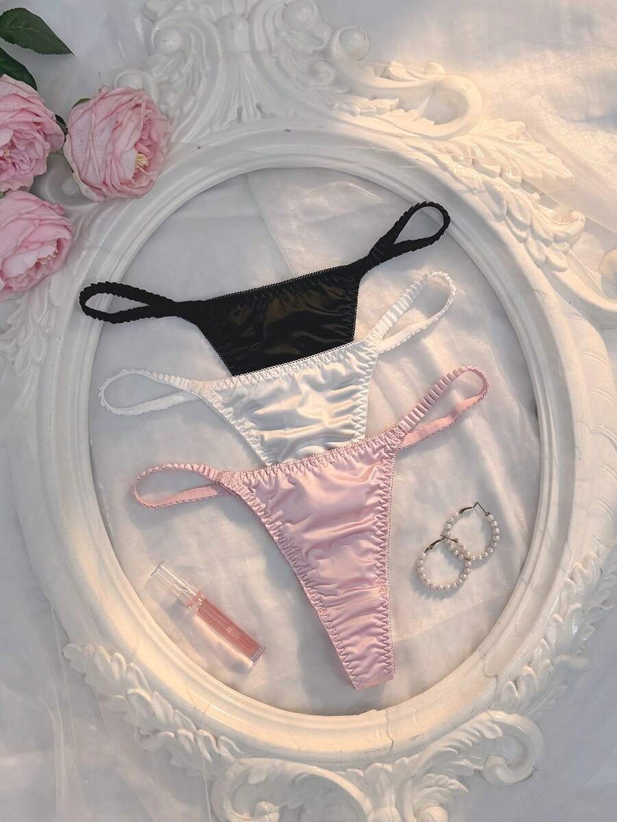 Crystal Vow Women's Sexy Shiny Fabric Comfortable Thong Panties 3-Pack - Multicolor - View 1