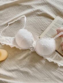 Snug Reverie 1pc Women Lace Padded Underwire Bra Lingerie - White - View 4