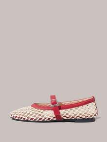 Styleloop Sepatu Flat Wanita, Gaya Bohemian, Liburan Pantai, Gaya Barat, Pakaian Musim Panas, Perlengkapan Perjalanan - Merah - View 3