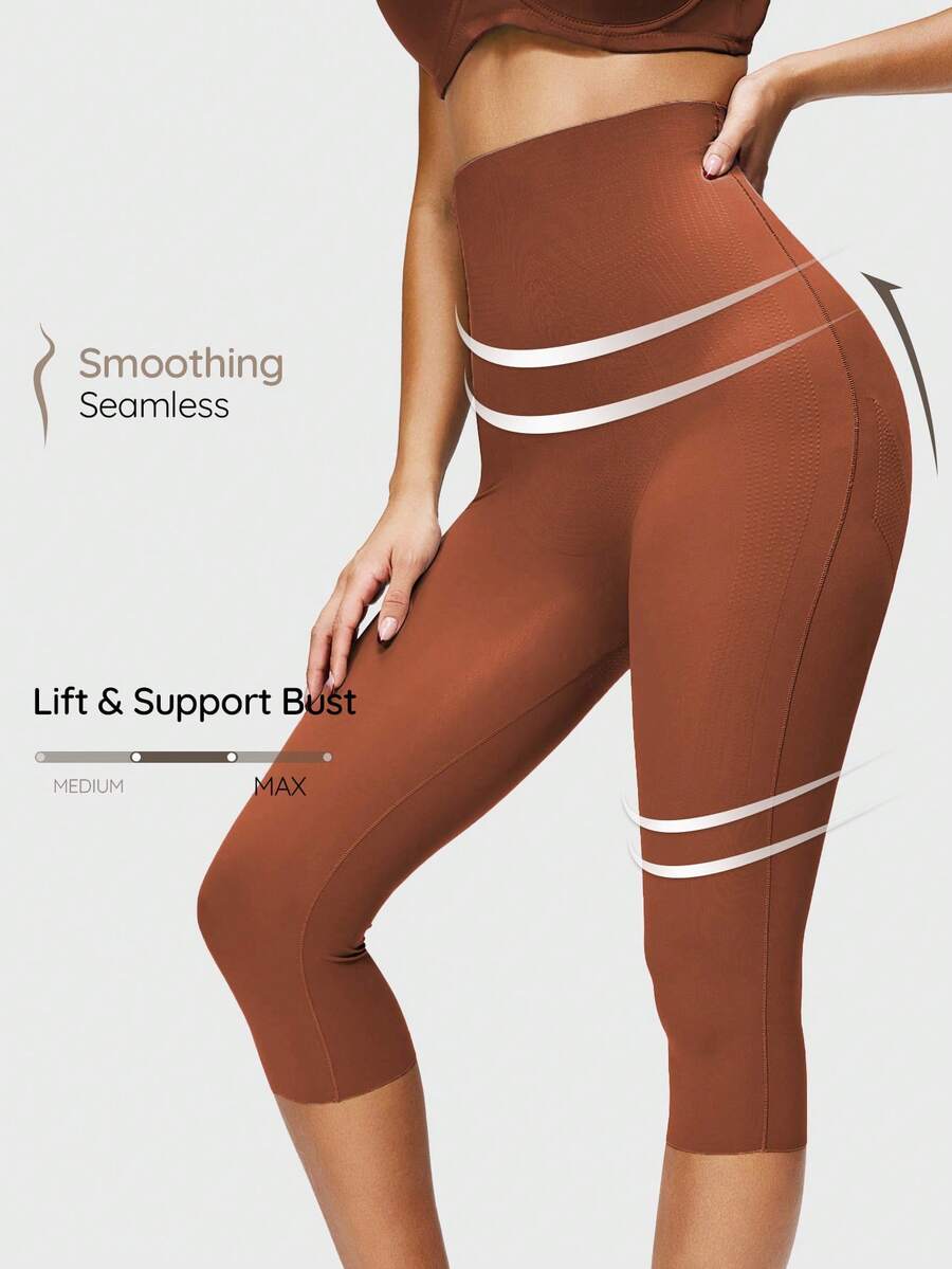 SHEIN Women's Shaping Capris - Brown - View 1