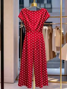 GlowEve CURVE White Elegant Commuter Comfortable Plus Size Jumpsuit For Girls - Red - View 2