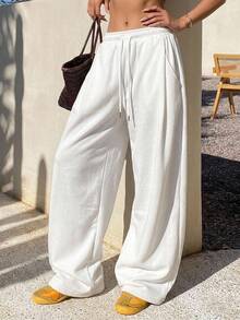 Dazy Tall Women's Tall/Long Loose Straight Casual Sweatpants - White - View 7