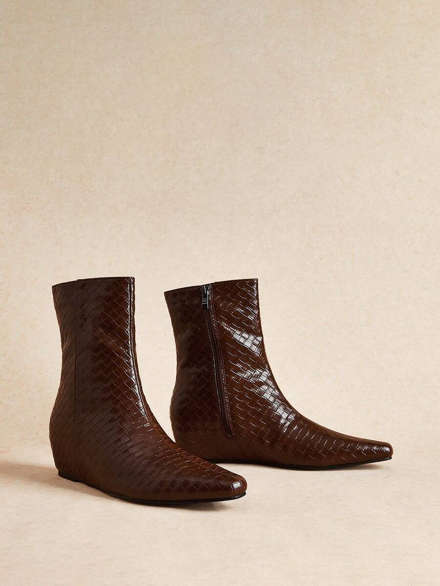 Rosivie Sepatu Bot Setengah Betis Wanita - Coklat - View 1