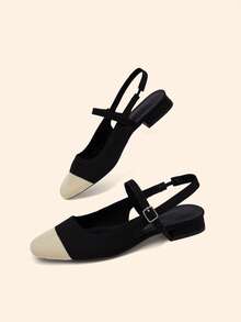 CUCCOO BASICS Women's Mary Jane Flat Shoes With Ribbon Strap, Comfortable Square Toe - Black apricot - View 4