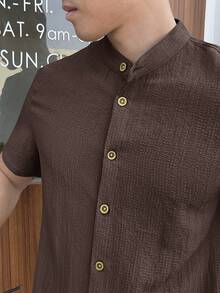Manfinity VCAY Women's Solid Color Single-Breasted Casual Versatile Daily Commute Shirt - Brown - View 5