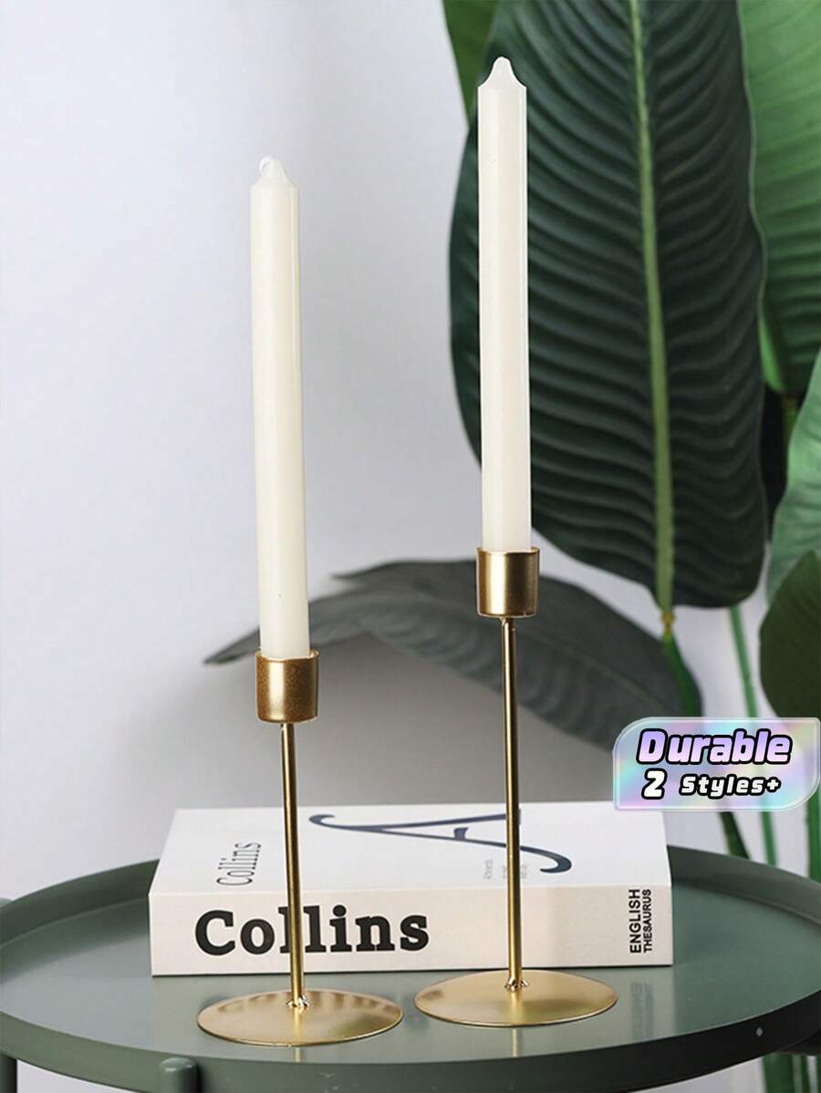 Minimalist Nordic Style Metal Candlestick, Light Luxury Home Tabletop Ornament, Ideal Decorative Prop For Romantic Dinner & Wedding Arrangement Gift. - multicolor - View 1