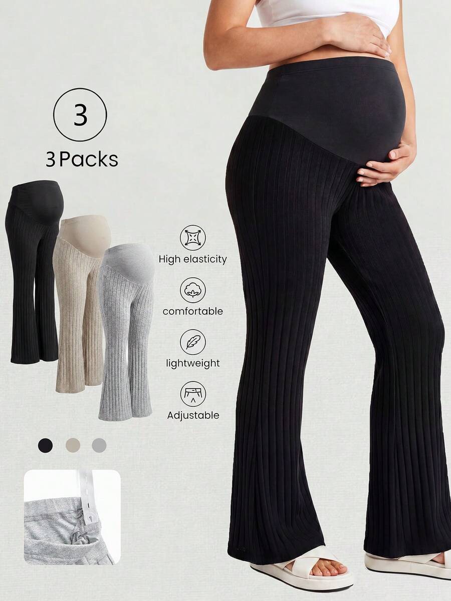Modmama Legging Hamil Kasual Serbaguna Warna Polos Model Flare - MultiWarna - View 1