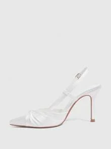 CUCCOO SZL Women's Shoes Beige Tin Knotted Design Pointed Fashion Daily Versatile Elegant High Heels - Off-white diced - View 4
