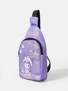 HELLO KITTY AND FRIENDS | SHEIN 紫色可愛角色印花單肩包，休閒可調節肩帶胸包 - 紫色 - 查看 4