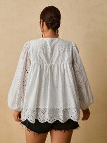 Travachic Plus Size Women's Casual Elegant Long Sleeve Shirt Bohemian Style Suitable For Autumn/Winter Wear Formal White - White - View 2