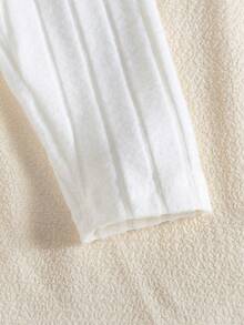 SHEIN Vintaside Kids 3件組乳白色嬰兒高領連身衣，四季爬行衣，新生兒長袖修身親膚柔軟 - 白色 - 查看 9