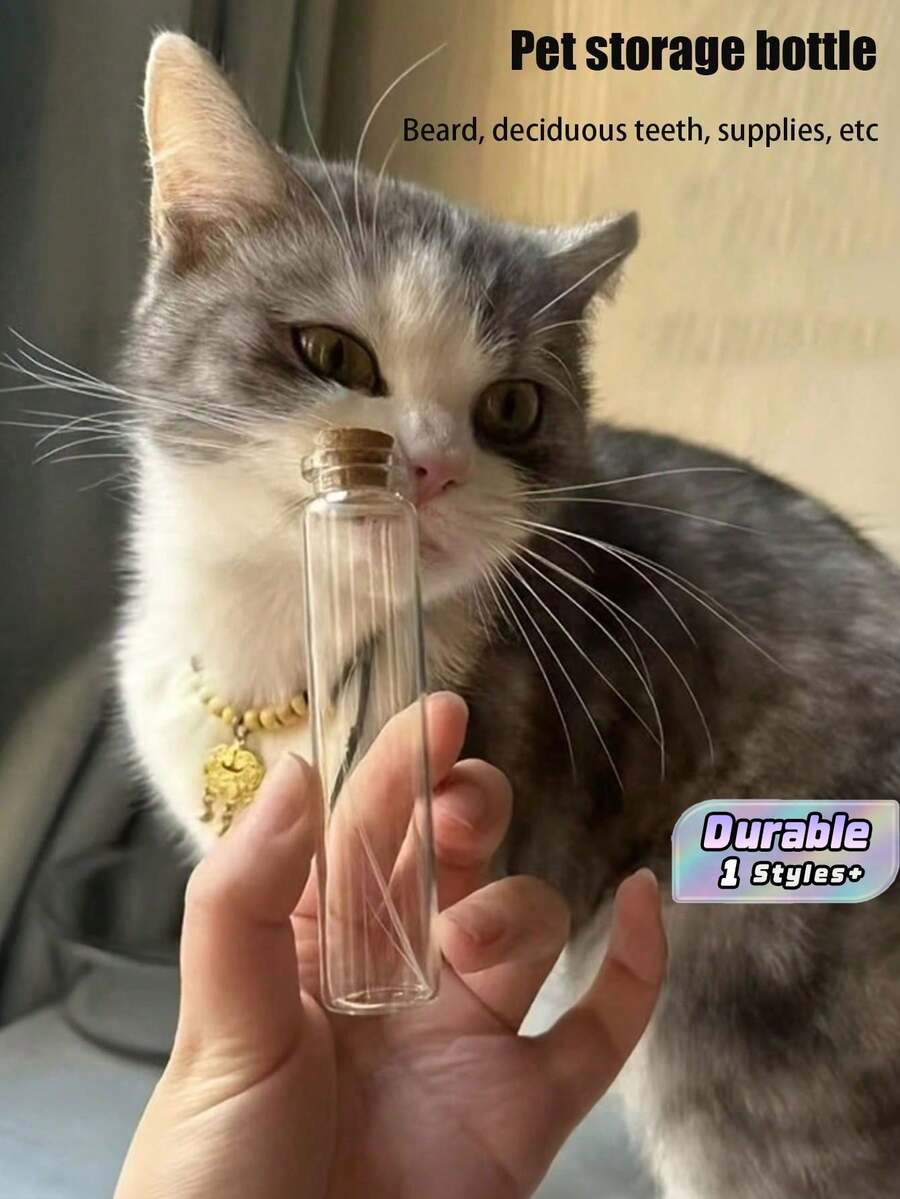 Botol Penyimpanan Kenang-kenangan Bulu dan Kumis Hewan Peliharaan, Botol Kaca Keberuntungan DIY untuk Koleksi Kenang-kenangan Kumis Kucing - MultiWarna - View 1