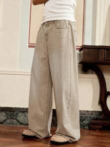 SWAVVY Men's Woven Casual Loose Fit Pants, Fashionable Daily Wear - Khaki - View 3