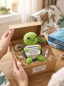 POKOJA LAND 1 Hand-Crocheted Desktop Ornament: Cute Turtle Design-Perfect As A Thank-You Gift For Boyfriends, Girlfriends, Colleagues, Or Family; Ideal For Expressing Appreciation, Showing Support, Creative Parties, Holidays, Children's Plush Toys, Or Room Decor - Multicolor - View 4