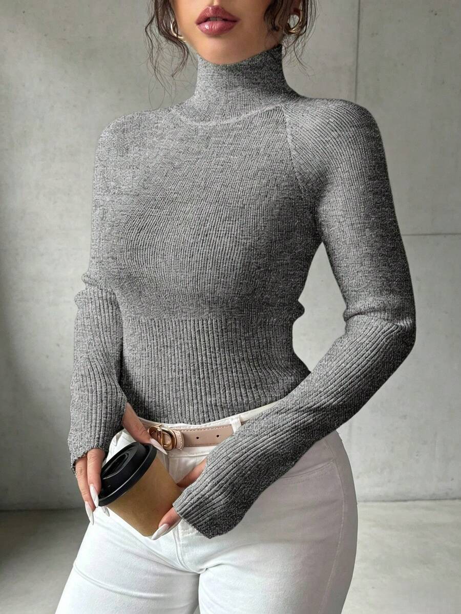 SHEIN Y2K Elegant Outdoor Knit Pullover Sweater For Travel, Commute, Holiday And Daily Wear - Grey - View 1