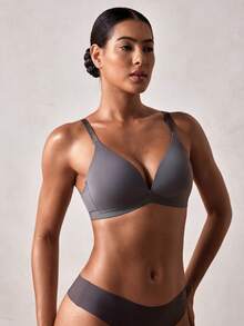 Veilyse 5pcs/Set Women's V-Neck Comfortable Wireless Soft Cup Solid Color Bras - Multicolor - View 5