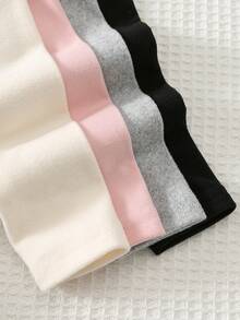 Cozy Pixies Baby Girl Solid Color Knitted Soft Round Neck Long Sleeve Pullover Tops 4pcs Set - Light Grey - View 6