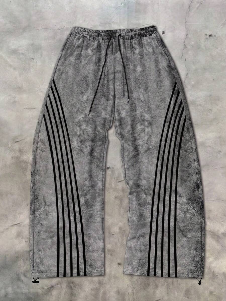 Gym Rark Men's Striped Drawstring Waist Loose Fit 4-Way Stretch Sports Pants - Multicolor - View 1