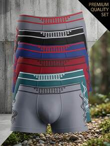 6 Pieces/Package And Comfortable Boxer Shorts With Lettering Print For Men - Multicolor I - View 4