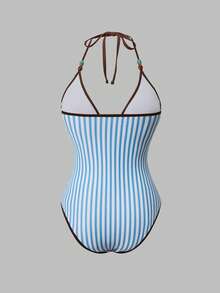 Swim Oasis Women's Striped One-Piece Swimsuit Cover-Up Skirt - Multicolor - View 9