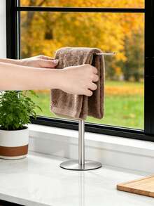 Silvery Towel Rack, Bathroom T-Shaped Towel Rack, Kitchen Towel Rack, Make Towel Storage More Simple And Convenient - Silver - View 2