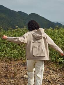 In My Nature Outdoor Hooded Raincoat Jacket - Khaki - View 2