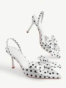 CUCCOO CHICEST Women's Pointed Stilettos, Elegant And Simple Polka Dot Sardines, Black High-End Overshoes Fall Shoes - White - View 5