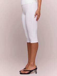 MUSERA ESSENTIALS Celana Capri Legging Pinggang Elastis Lembut untuk Musim Semi, Musim Panas, Liburan, Sehari-hari, Pakaian Dasar Sederhana yang Penting - Putih - View 4