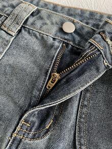 Rivivi Tall Women's Summer Casual Pleated Hem Denim Skirt - Blue - View 7