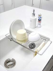 Cirelle Rak Pengering Piring Stainless Steel di Atas Wastafel - Baki Pengering Piring Kompak di Dalam Wastafel, Rak Pengering untuk Cangkir & Mangkuk - warna-warni - View 7