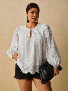 Travachic Plus Size Women's Casual Elegant Long Sleeve Shirt Bohemian Style Suitable For Autumn/Winter Wear Formal White - White - View 8