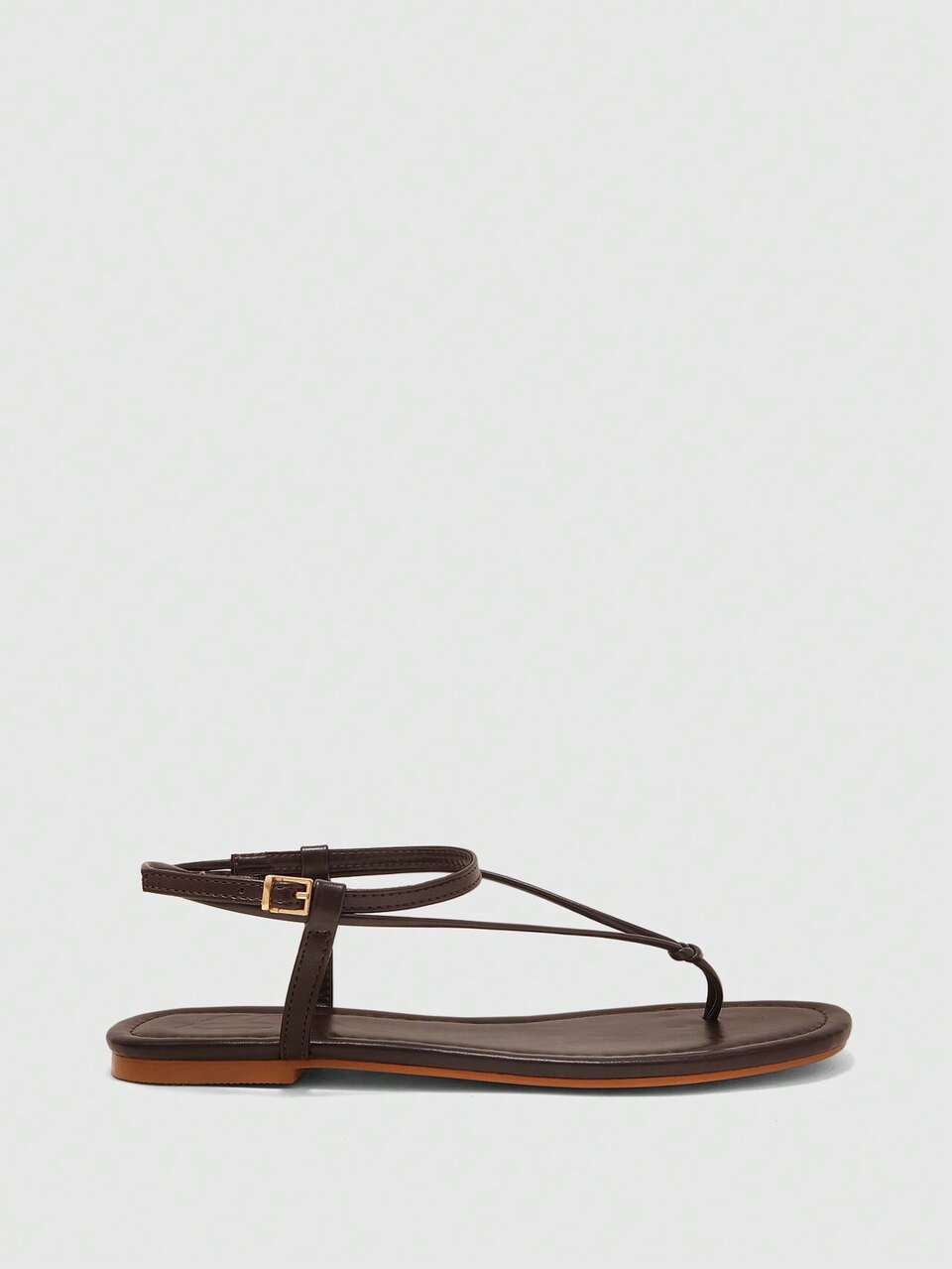 CUCCOO BIZCHIC Coffee Brown Strap-Toed Flat Roman Sandals