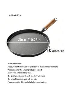 1PC 7.87/10.23 Inch Cast Iron Skillet With Wooden Handle, Multi-Functional Cookware Suitable For Frying Eggs And Pancakes, Ideal For Breakfast And Pancake Making, Versatile Cast Iron Pan - Wooden Handle Flat Bottom Pan, Suitable - View 12