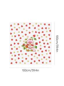 Strawberry Shortcake X SHEIN 1件 100*100cm 卡通圖案印花夏季天然雙層竹纖維嬰兒包巾 嬰兒包巾 嬰兒包 透氣柔軟紗布巾 多用途 - 彩色 - 查看 2
